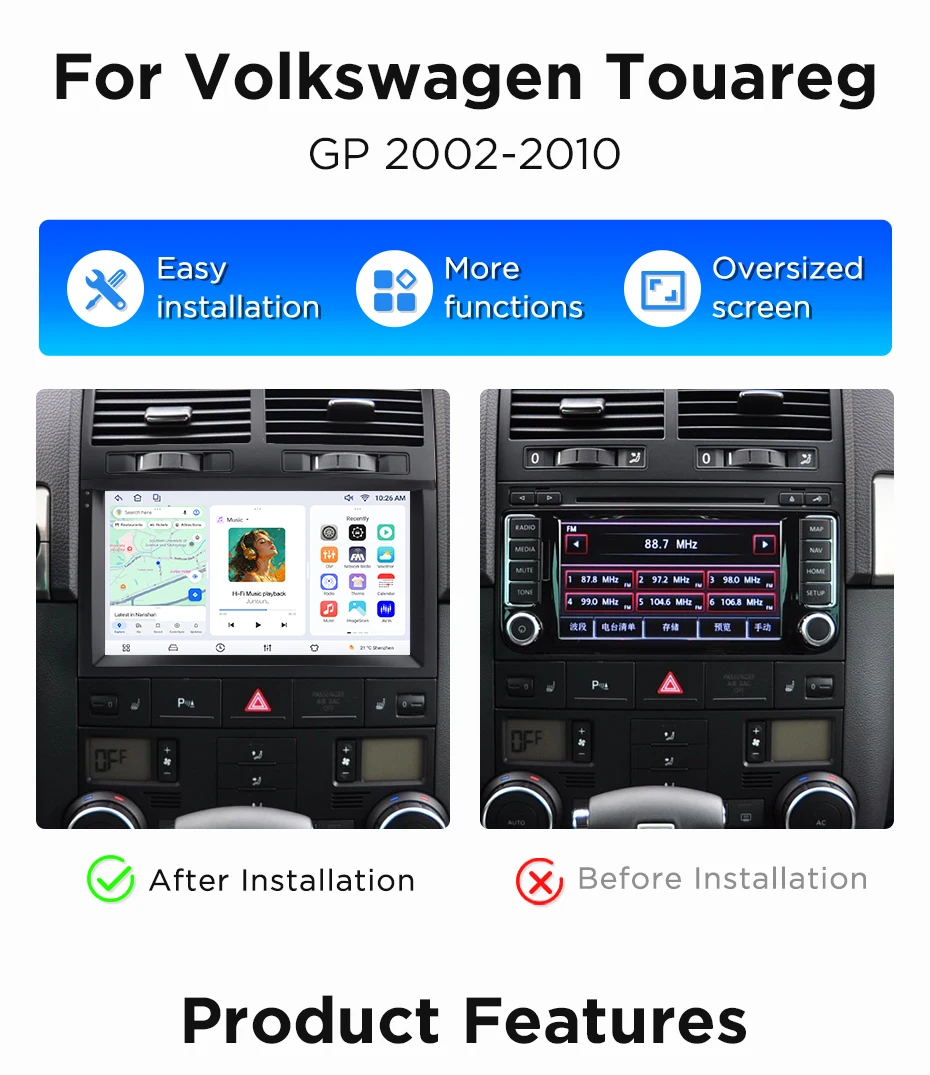 Android Autoradio für Volkswagen Touareg 2002-2010 Multimedia System DSP SWC RDS GPS FM BT
