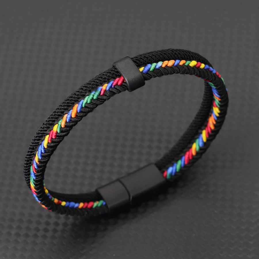 

New Fashion Men Bracelet Rope A Grade Handmade Fabric Braslet Bangle Detachable Magnetic Buckle Perfect Gift Him Pulseria Hombre