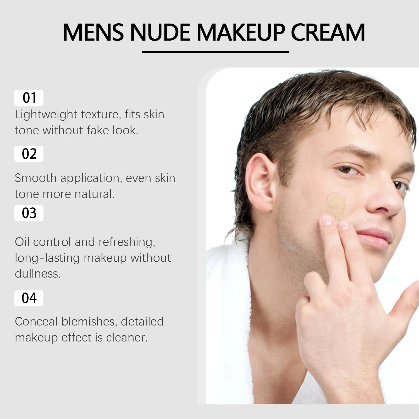 Men's Nude Makeup Cream Nude Lightweight, Hydrating, Water-resistant for Lazy Guy Fastly Makeup and Nude Base Daily