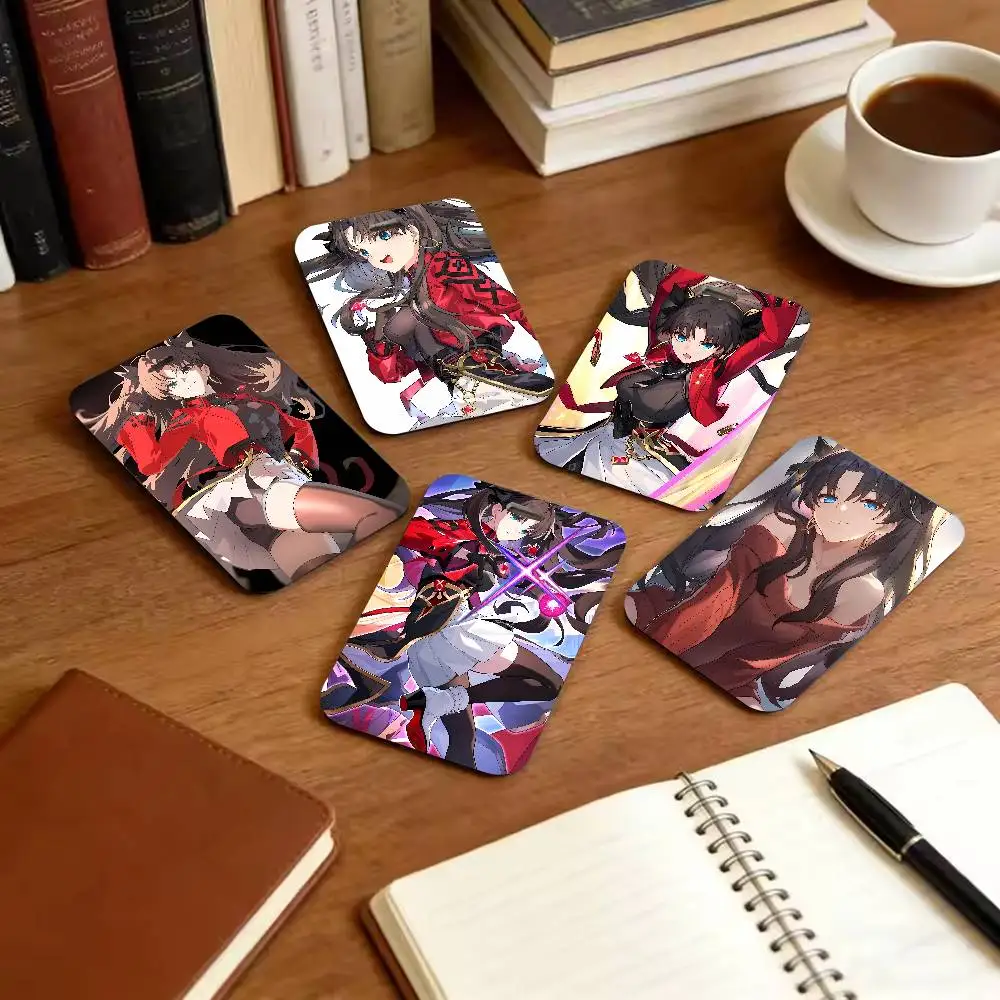Cute Anime Girl Rin Tohsaka ID Badge Holder, Stylish Card Protector, Fashion Cartoon Pattern Work Case Office Student ID Card