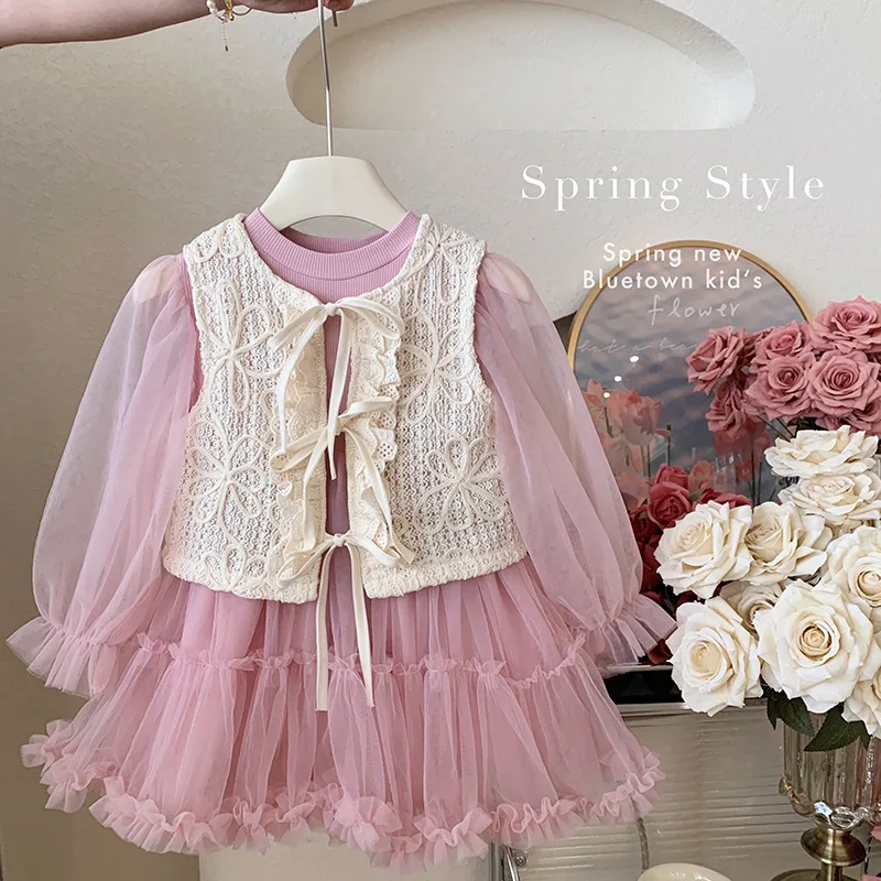 

Girls Dress Fashionable Spring and Autumn Dress Set for Girl Baby 2024 New Princess Skirt Spring Dress Baby Girl Clothes