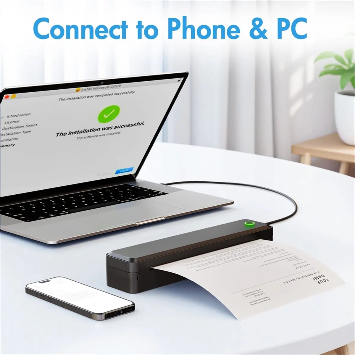Eco-friendly Portable Printers Wireless Inkless Thermal A4 Label Maker US Letter/A4/A5/B5 Smartphone Laptop for Travel Work Scho