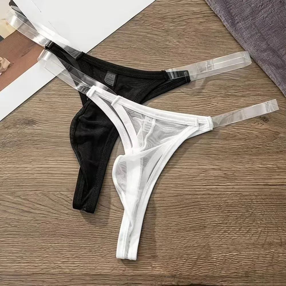 Underpants T-back Mesh Thong Transparent Low-Waist Men Underwear Seamless Lingerie Men Triangle Panties T Pants