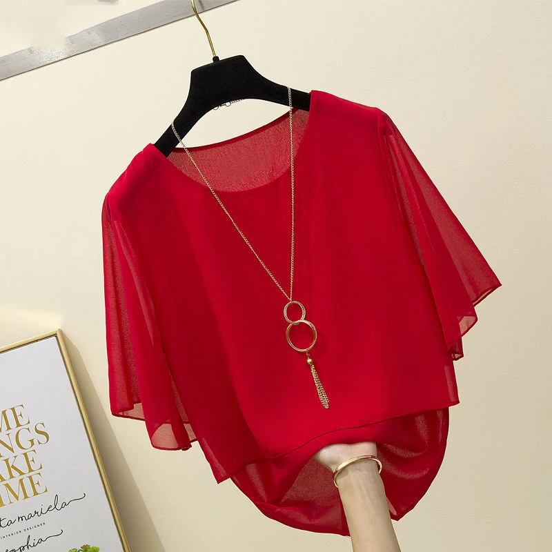 Women Tierred Solid Simple Elegant Blouse Summer Fashion Round Neck Short Sleeve Shirt Ladies Loose Thin Comfortable Tops Blusas