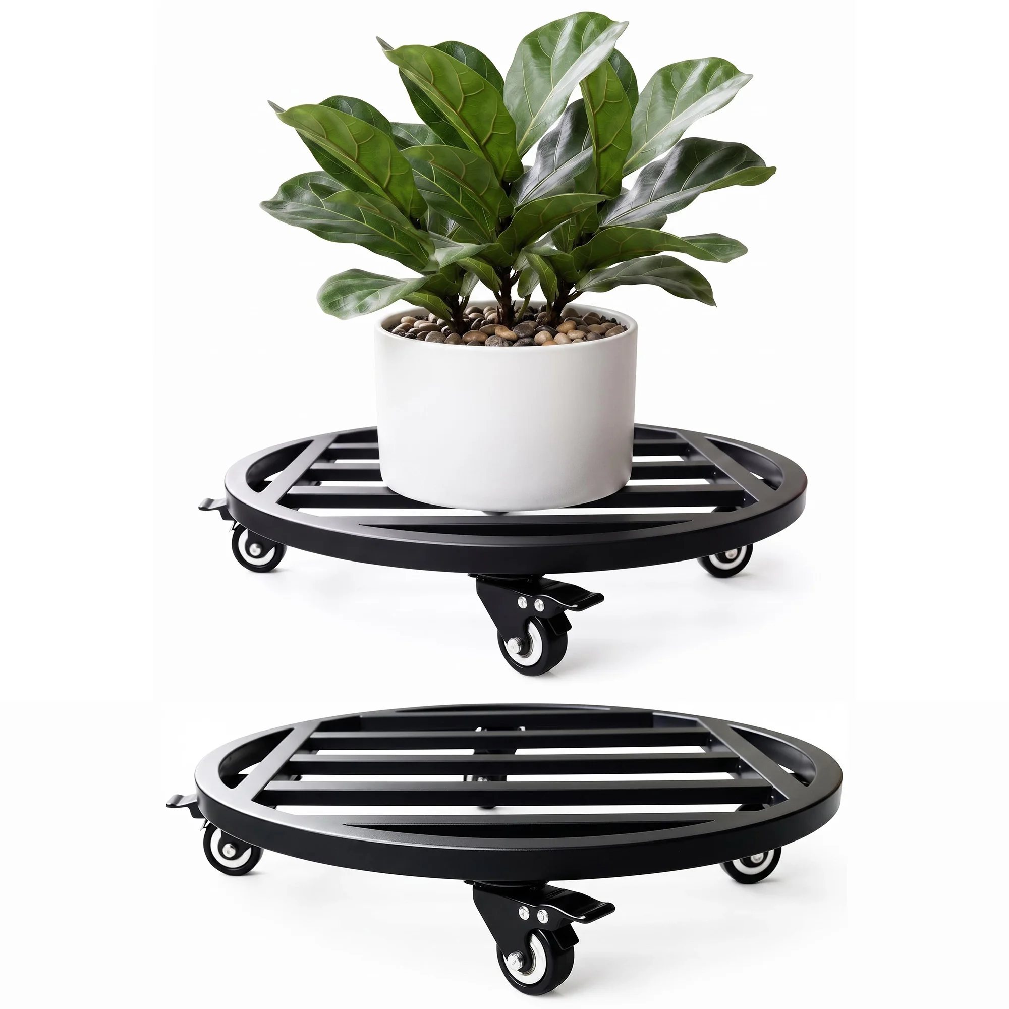 1/2 Packs 18-Inch Plant Caddy with Wheels Heavy Duty, 500 Lbs Rolling Plant Stand Indoor Outdoor, Rust-Proof Round Plant Dolly for Large Pots