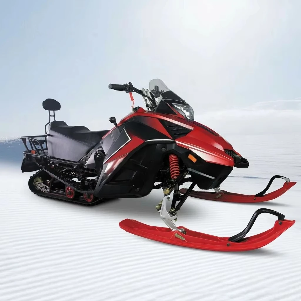 200cc 4 Stroke Gas Adult Snowmobile Steel Frame Front Dual Ski Rear Track System Winter Off Road 2 Seater Cargo Rack Snow Sled