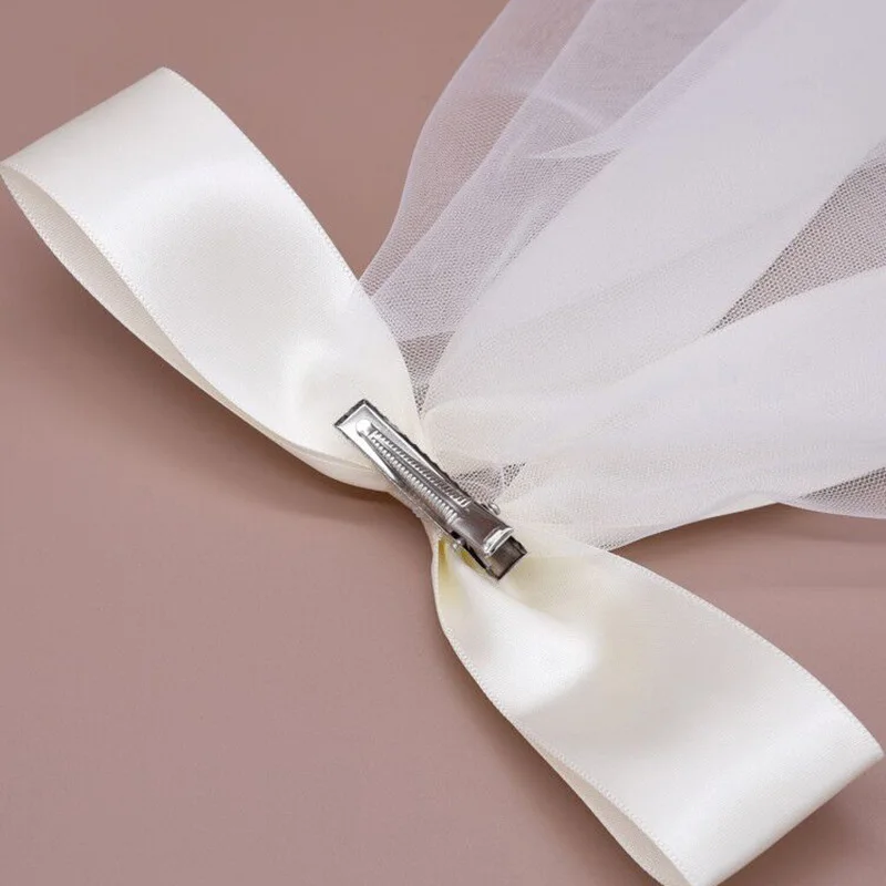 Nuovo velo da sposa con fermaglio per capelli fiocco carino velo da sposa in Tulle avorio bianco per gioielli da sposa accessori da sposa per il matrimonio