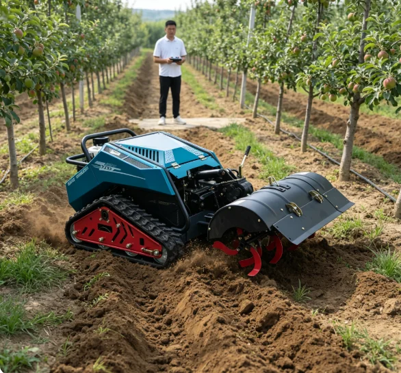 Hillside Farm RC Tracked Rotary Tiller Cultivator Trencher Backfiller with Hydraulic Lift 13kW 900mm
