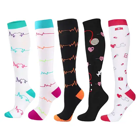 58 Style Compression Socks Medical Edema Diabetes Varicose Vein Stockings Graduated Pressure Legging Nursing Knee High Stockings