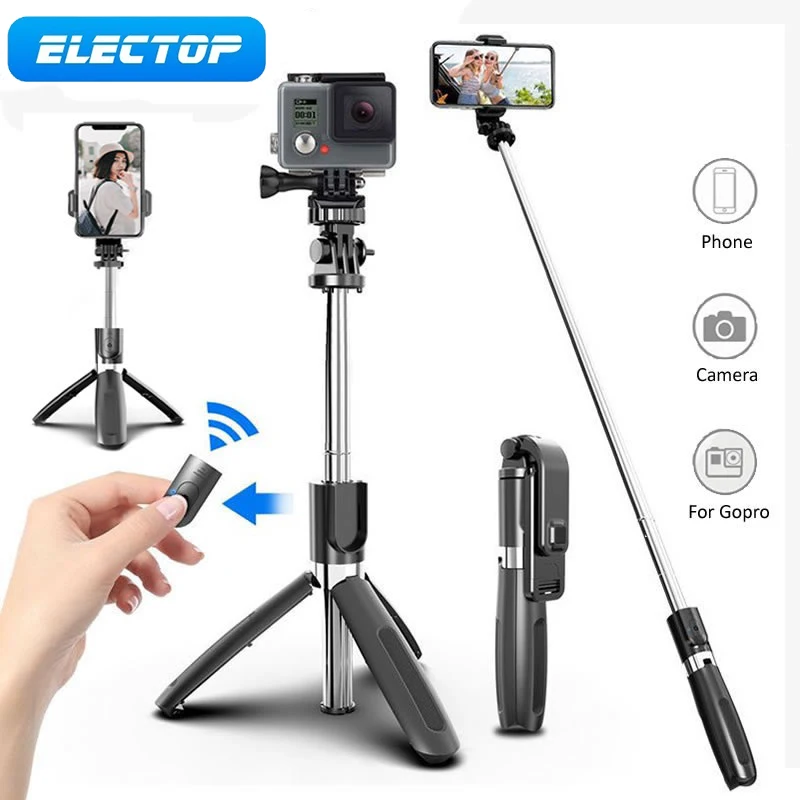 ELECTOP Bluetooth Selfie Stick with Tripod Plastic Alloy Self Stick Selfiestick Phone Selfie-Stick for Iphone Samsung Huawei