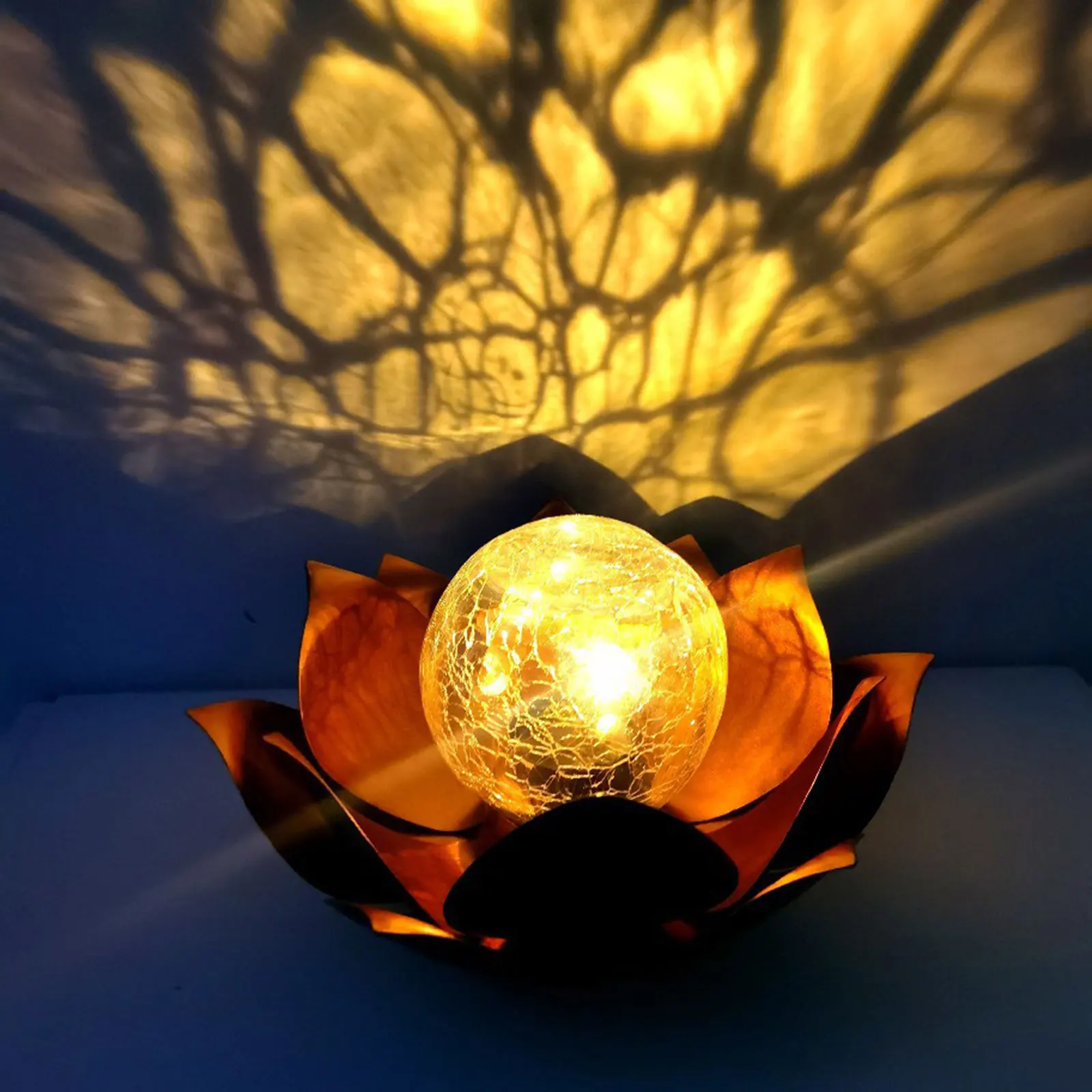 

Solar Garden Light Outdoor Decorative Lotus Light Art Broken Glass Ball Metal Waterproof Landscape Lamp For Path Lawn Courtyard