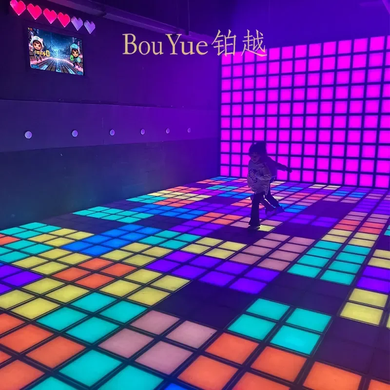 Custom Interactive LED Floor Tile Light Game Grid Secret Room Fitness Square Foot Lamp RGB Color Changing Dance Mat Lighting