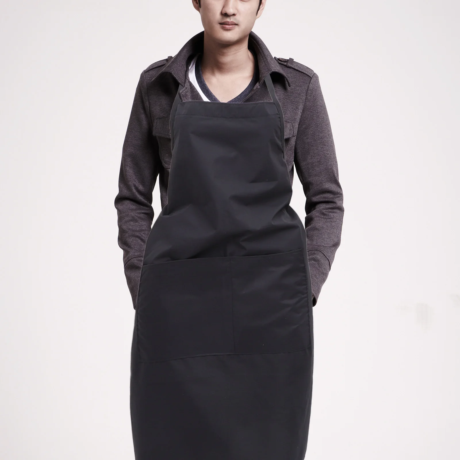 

Waterproof Hairdressing Apron For Salon Kitchen Multi Pocket Sleeveless Beauty Pinafore Protective Apron Black Fashion