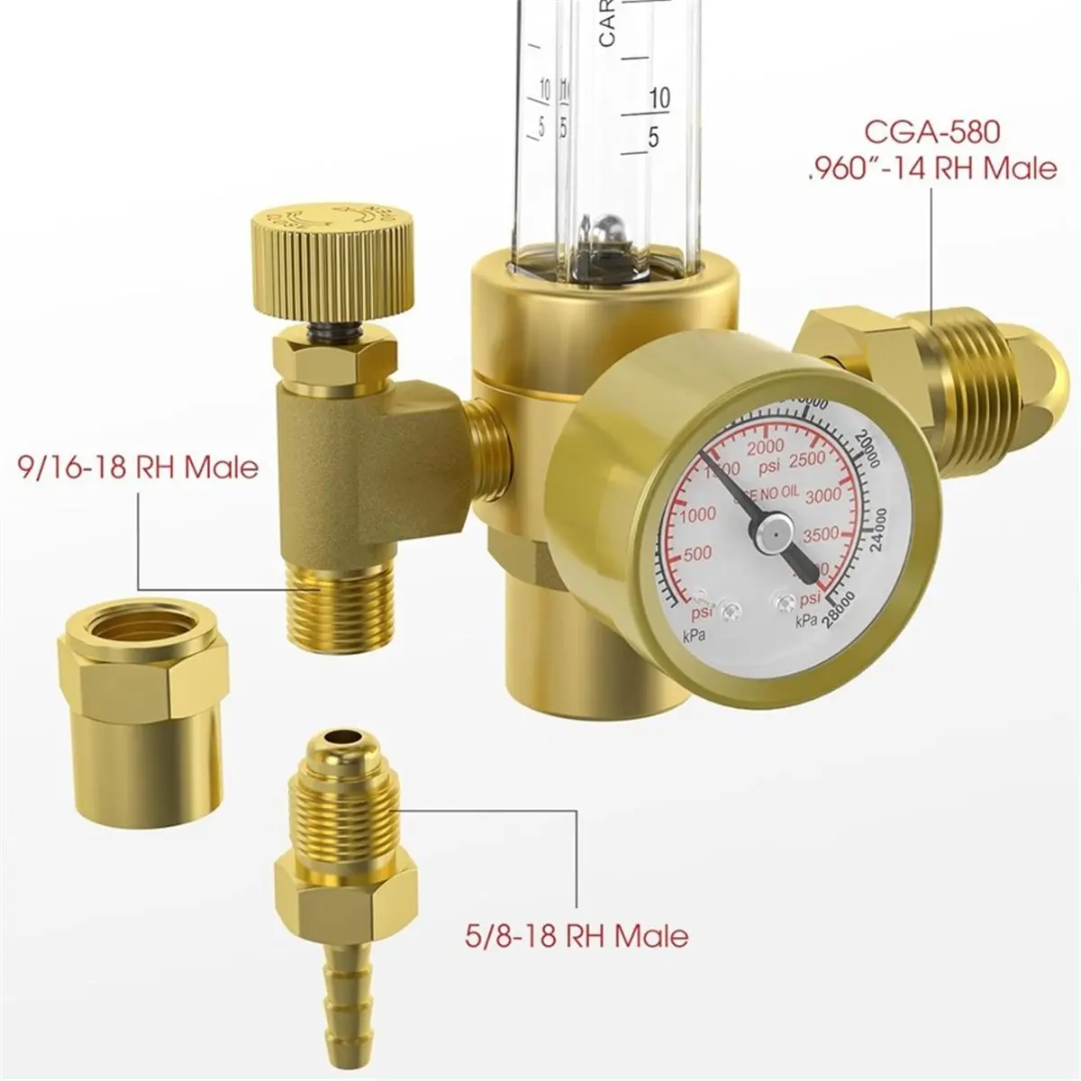2026 New Welding Gas Regulator Meter Hose, Leak-Proof CO2 Pressure Gauge with Universal Multi-Interface