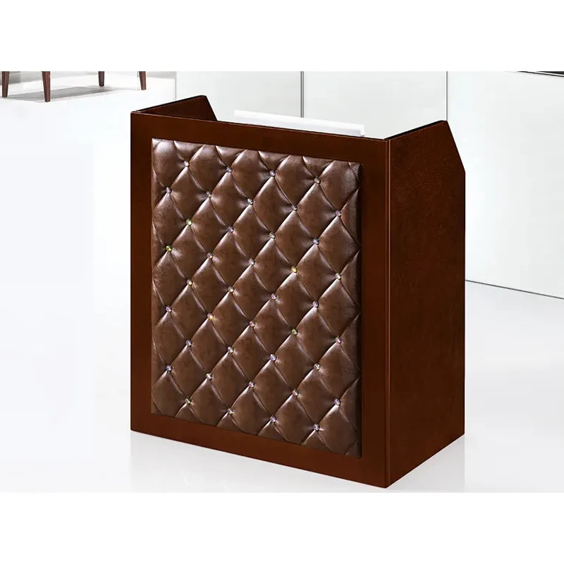 

*Wholesale Modern Luxury Hotel Hospital School Office Wood L-Shaped Small Front Reception Desk Customizable Color Custom Size