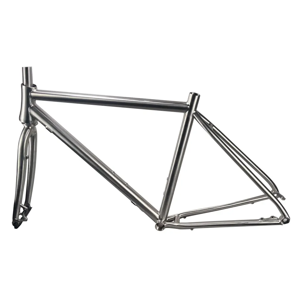 

Gravel Bike Frame, Titanium Alloy, Inner Cable Routing Thru Axle, Flat Mount Disc Brake, 700C * 45, 142*12, Road Bicycle Parts