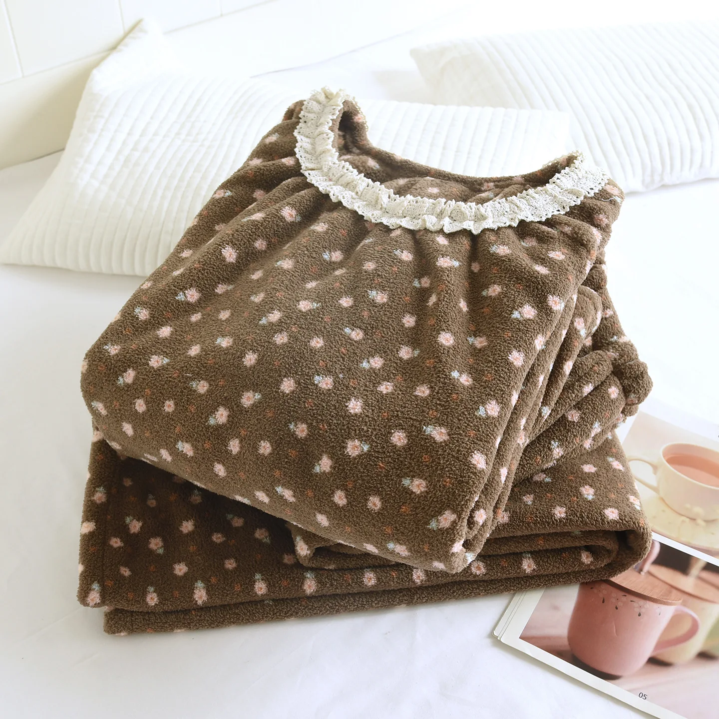 

Winter Sleeping Pajamas Loungewear Sets Woman Nightwear Flannel Thicken Warm Long Sleeve Sleepwear Women's Pijama Pyjamas