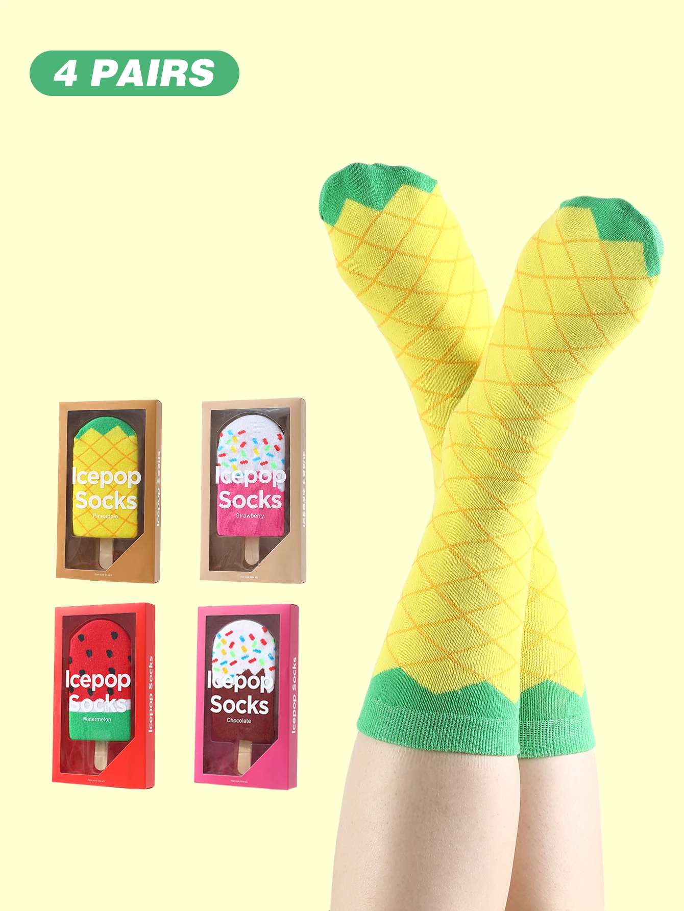 

4 пары носков унисекс до середины икры в новом дизайне с мороженым, уникальный и интересный праздничный подарок.