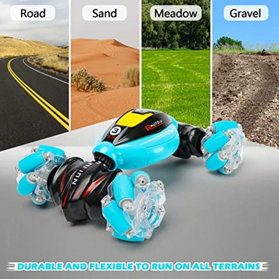 Gesture Sensing RC Stunt Car For Indoor Outdoor Play, ABS Plastic, Black Red, 2.4GHz 4WD With 360 Flips And Transforming Functi