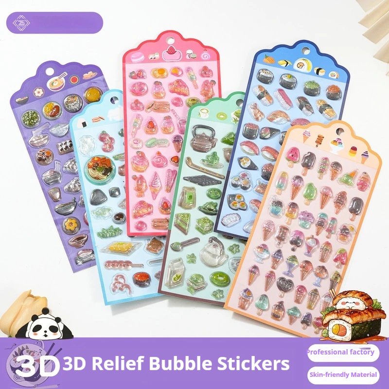 3D Embossed Relief Stickers Solid Drop Plastic Crystal Diamond Japanese Food DIY Decorative Stickers for Scrapbook Diary Craft