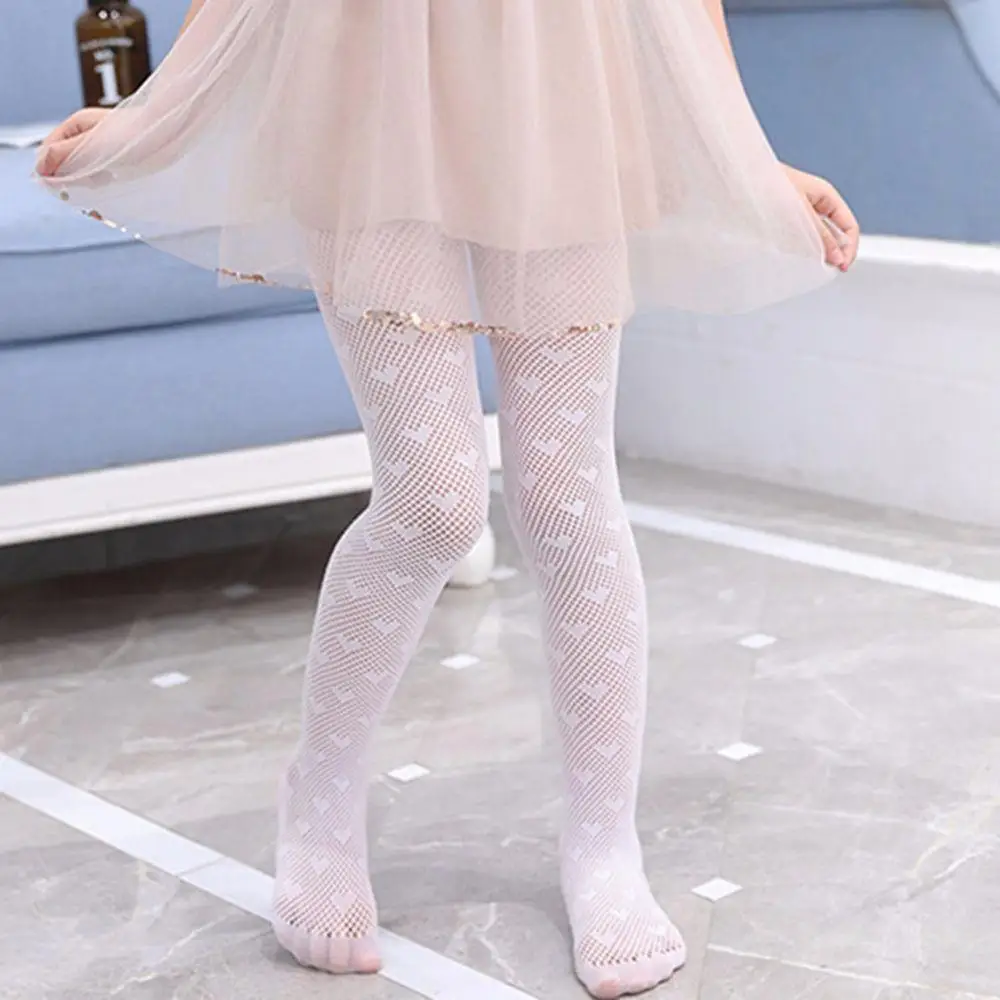 Baby Thin Lolita Girl Kid Princess Lace Stockings Hollow Heart Fishnet Tights Children Leggings