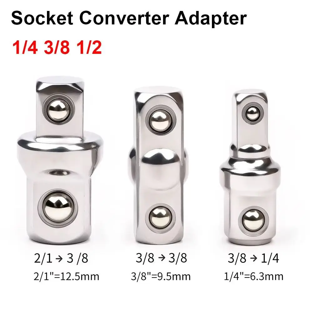 4Pcs/Set Impact Drive Socket Converter Adapter 1/4 3/8 1/2 Steel Ratchet Wrench Socket Adapter Double Square Head Conversion Rod