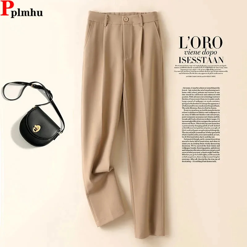 

OL High Waist Ankle-length Suit Harem Pants Korea Work Wear Elegant Straight Pantalones Casual New Classic Women Baggy Spodnie