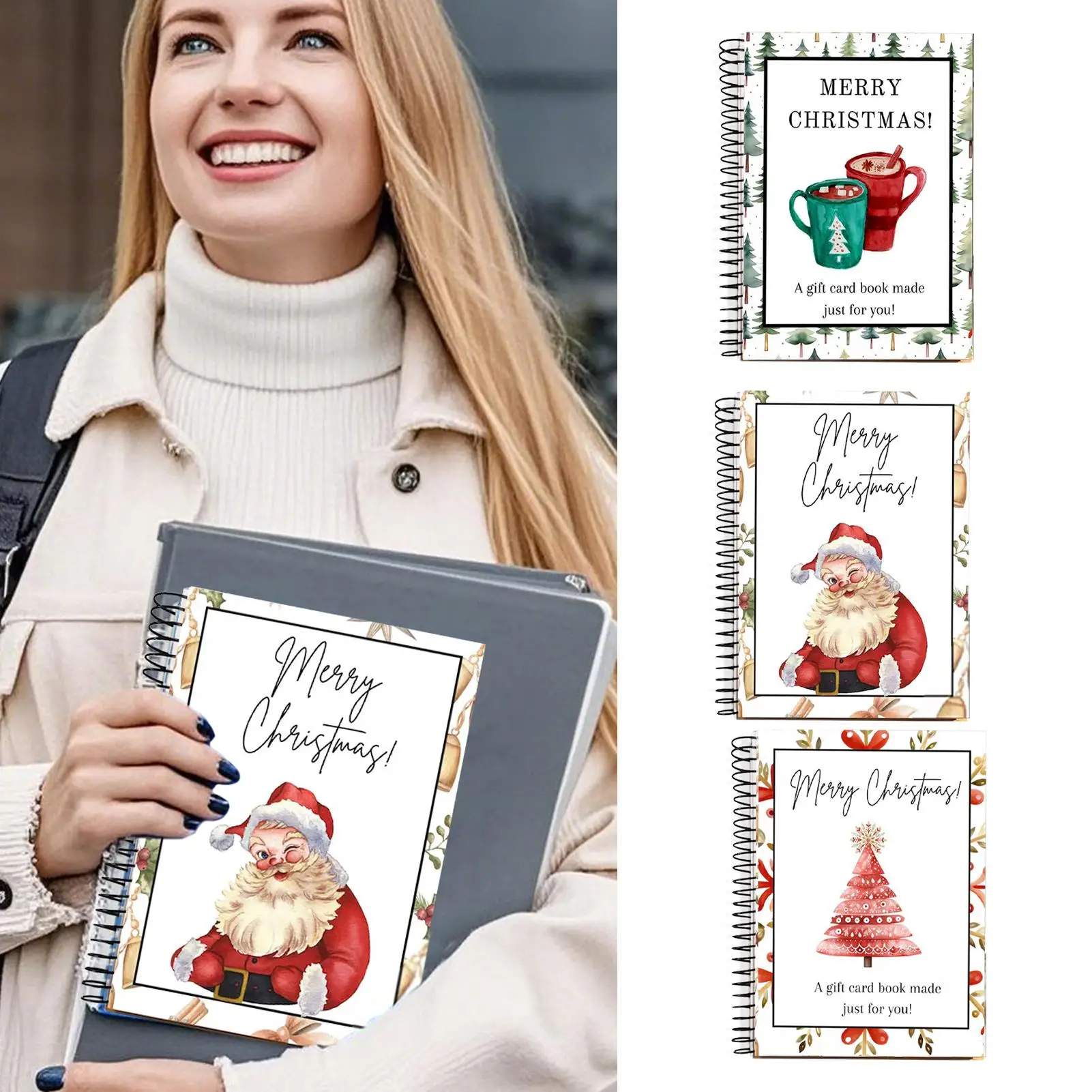 Spiralgebundenes Weihnachts-Geschenkkartenbuch Festliche Weihnachtsgeschenke für Teenager Grußkarten-Organizer Grußkartenhalter – Detail 13