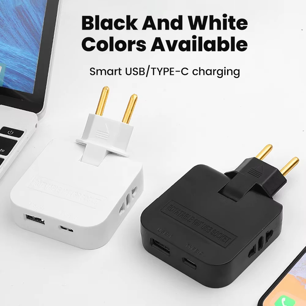 EU Extension Chargers Adapter 4 In 1 rotatable socket converter 180 Degree For Mobile Phone Charging Socket With Usb And Type c