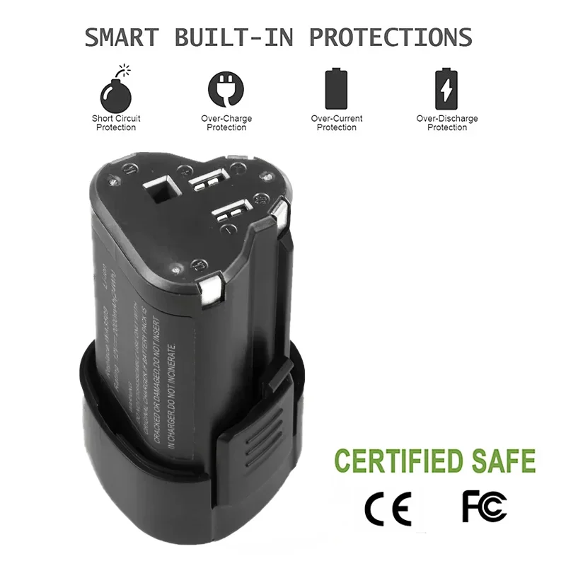 Rechargeable Li-Ion Battery Replacement for Worx 12V Electric Screwdriver 6000mAh WX125.6 WX125.5 WX382.3 WU025