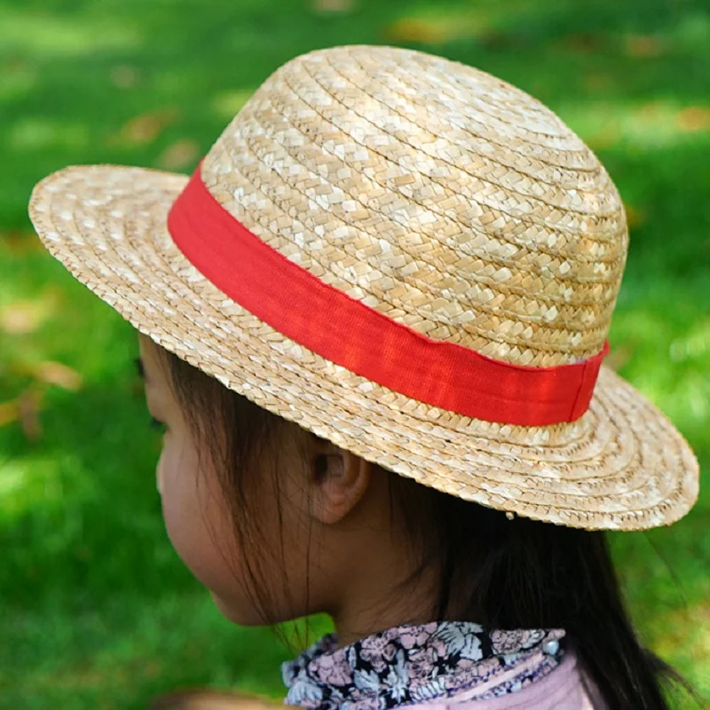 Luffy Hat Straw Hat Performance Animation Cosplay Accessories Hat Summer Sun Hat Yellow Straw Hats for Women 31CM