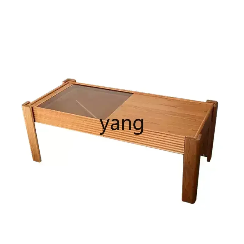 LMMcoffee table solid wood modern simple small apartment living room household storage tea table