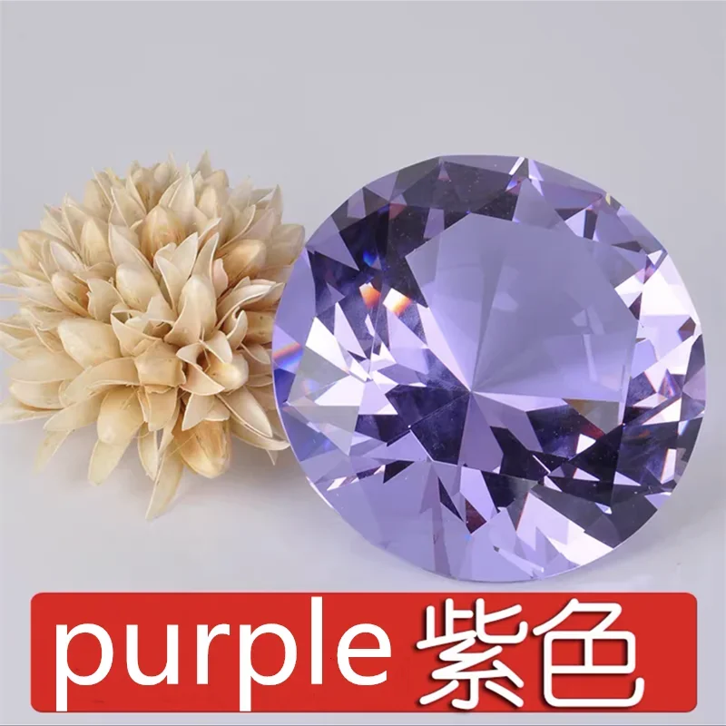 80mm Color Clear Crystal Diamond Shape Paperweight Glass Gem Display Ornament Wedding Home Decoration Art Craft Material Gift