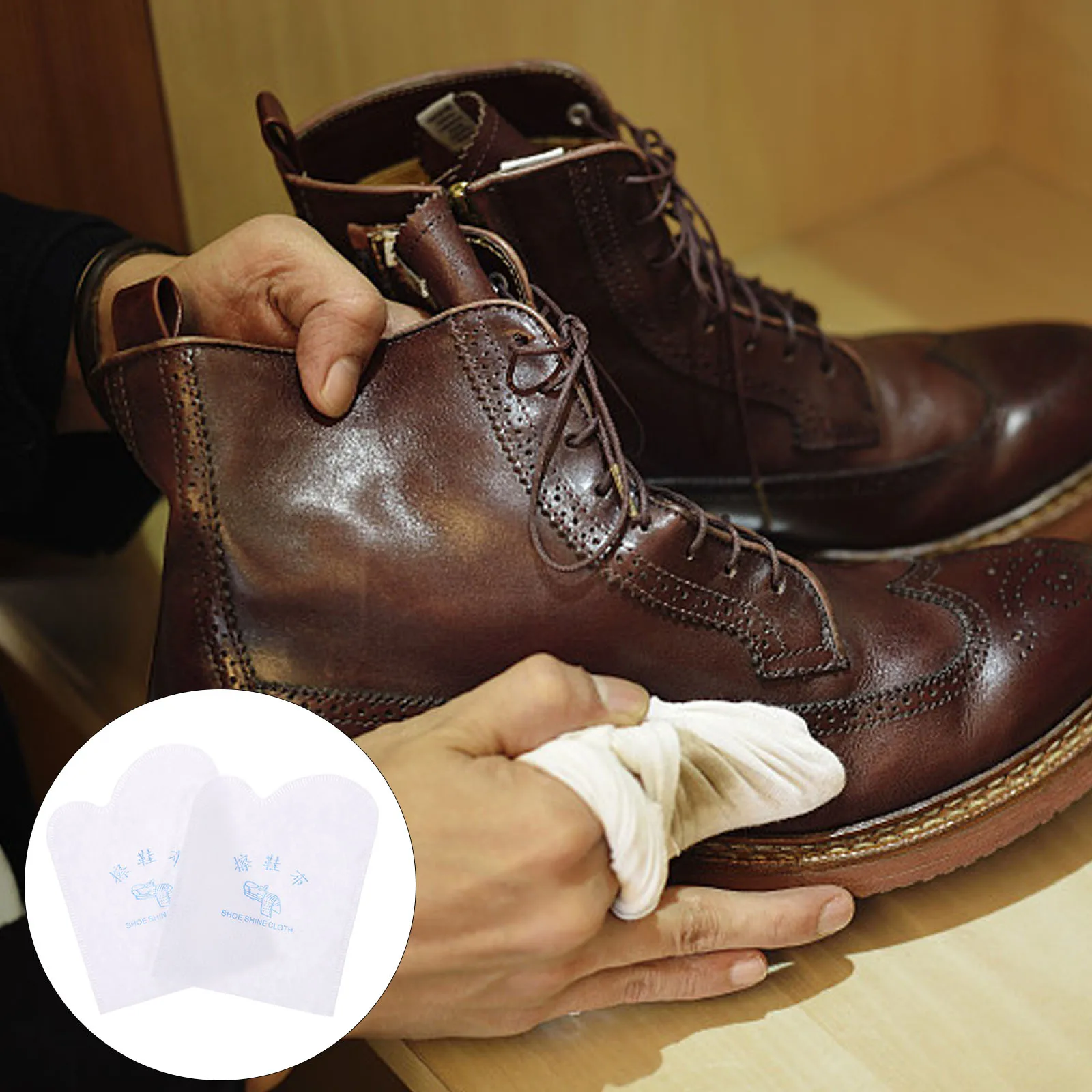 

20pcs Disposable Shoe Cleaning Cloth Non Woven Small Size Blue Lettering Hotel Travel Water Absorption Safe Material