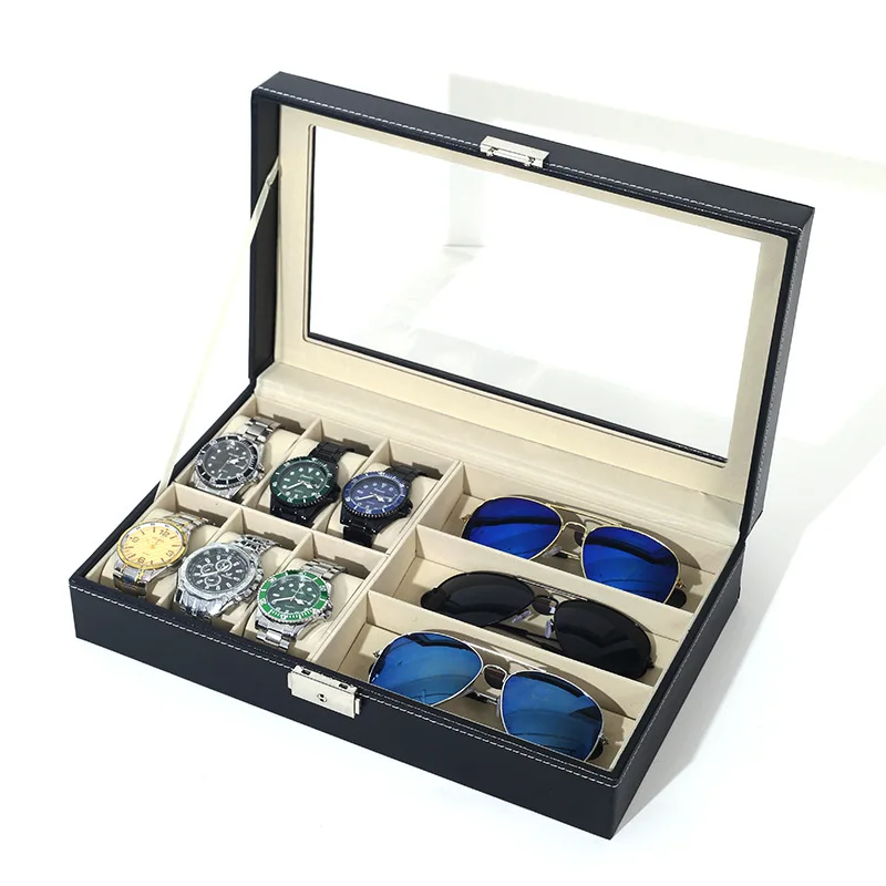 

PU Leather 6-position Watch Box 3 Eye Wholesale Sunglasses Sunglasses Display Storage Dust