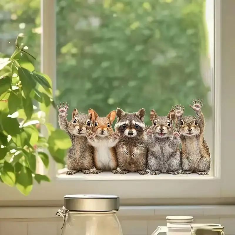 Forest Animal Waving Pattern Glass Sticker - Self-Adhesive Decoration - for Living Room Balcony Windows and Tile Walls S904