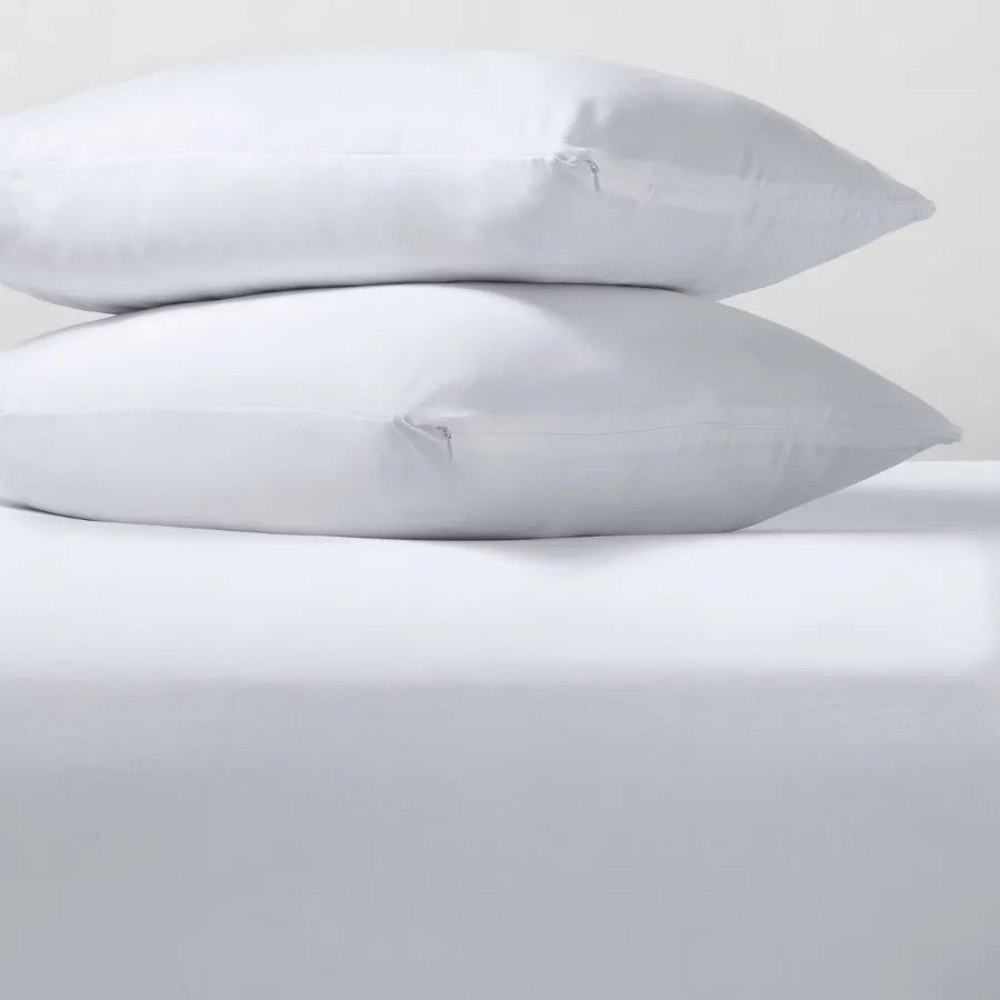 Standard Queen Zippered Pillow Protector, 2‑Pack White Soft Machine Washable Pillow Cover, 100% Polyester, OEKO‑TEX Certified