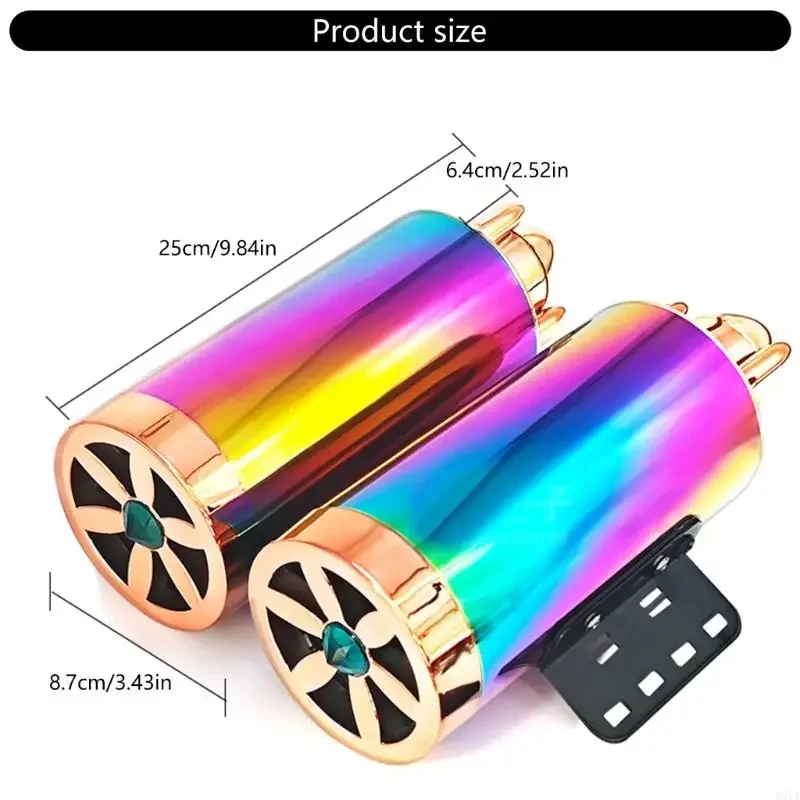 Motorcycle Subwoofer Double Channel Imitation Exhaust Pipe Audios Bluetooth-compatible Speaker with Colorful Light X37F