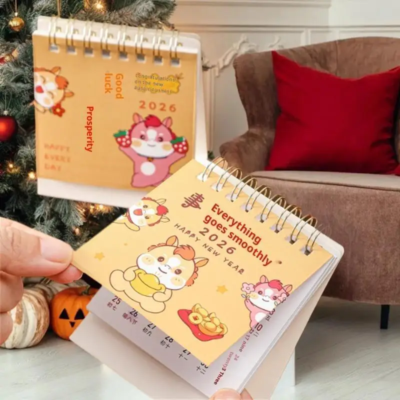 

Портативные мини-календари Cute Pony 2026 года на год лошади, идеально подходят для настольных украшений