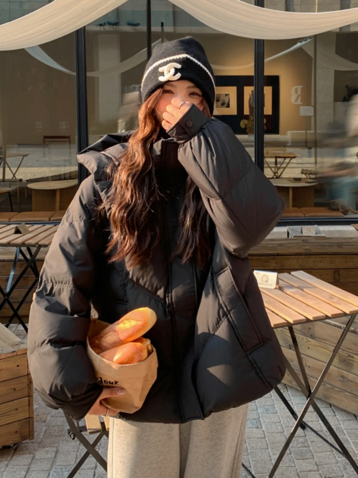 블라 오르트 다운 자켓 여성용 겨울 코트 면 의류 2025년 신상품 슬림핏 아우터웨어 스트레이트 컷 롱 슬리브