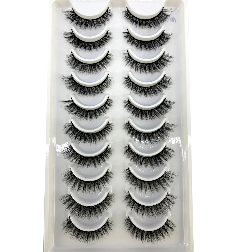 AMSDCN Künstliche Kurze Nerz-Wimpern, Natürlich Dramatische Falsche Wimpern, 10 Paar 3D-Wimpern für Make-up – Detail 3
