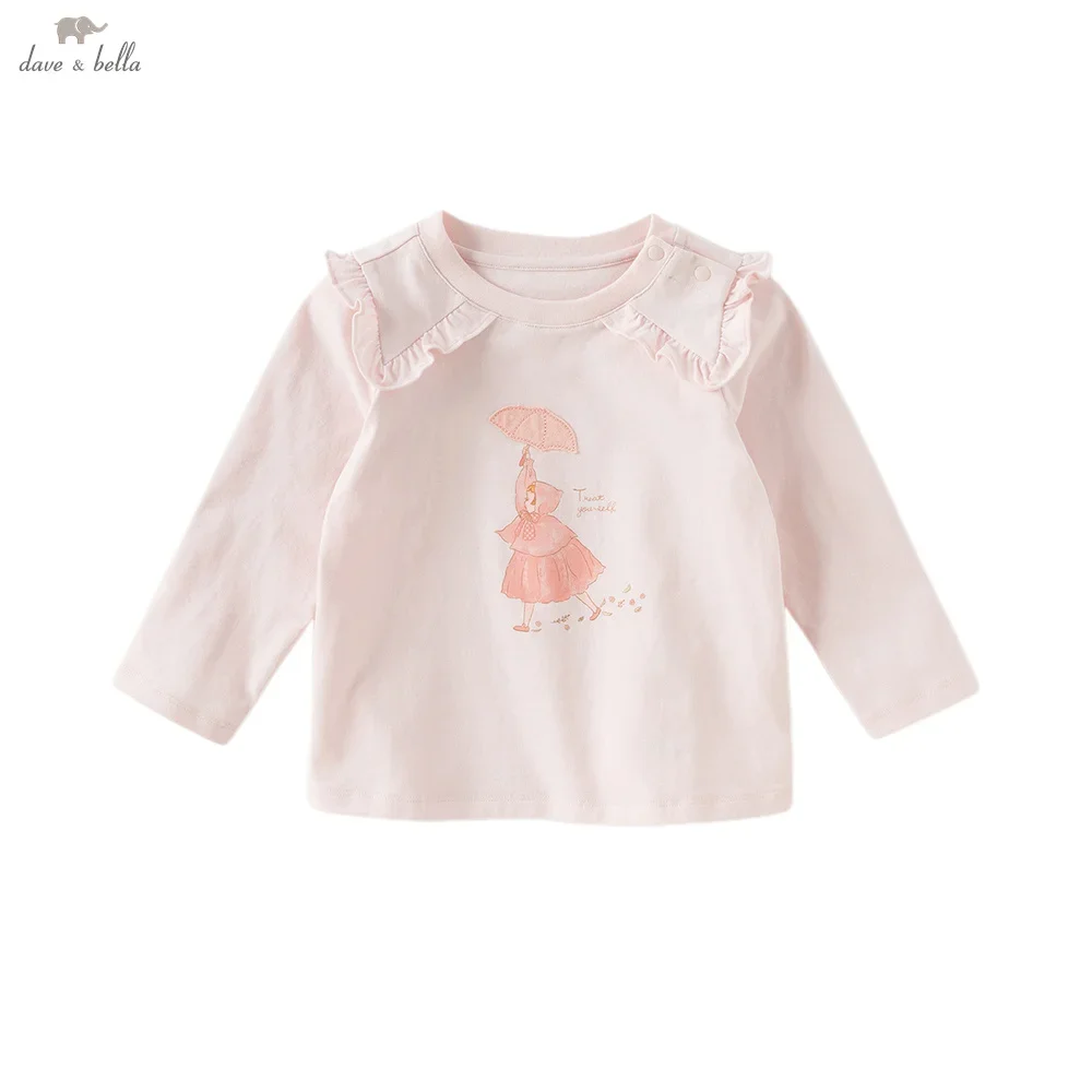 Dave Bella Children's Cotton T-shirt Summer Fashion Casual Sweet Girl's Cute Cartoon Bottoming Shirt Party Outdoor DB3252634