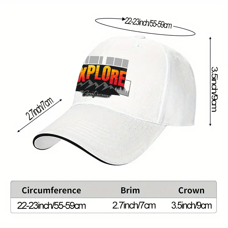 Explore The Great Outdoors Baseball Cap Adjustable Unisex Outdoor Sports Cap for Hiking Camping Adventure