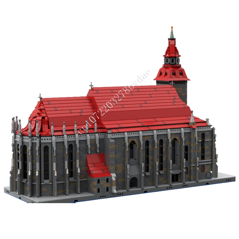 7843PCS Black Church of Brasov Romania MOC streetview Holiday Puzzles Sets Creative Christmas Birthday Toys Gifts for Kids Ages