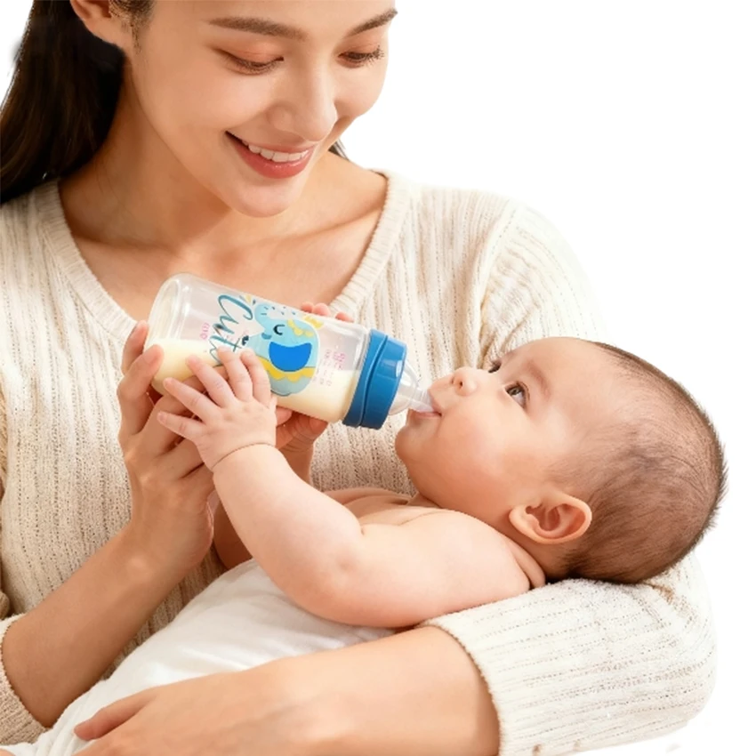 330 ml anti-verstikking cartoon-babyfles voor pasgeborenen, BPA-vrij PP-materiaal, cadeauset voor baby's van 0-12 maanden