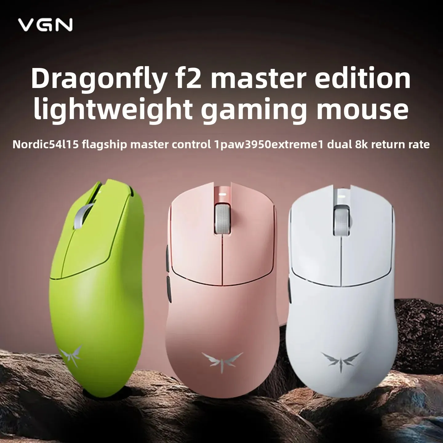 VGN Dragonfly F2 Gaming Mouse Tri-mode Wireless/Wired 8k Lightweight Ergonomics Long Battery Life Laptop Mouse Accessories gifts