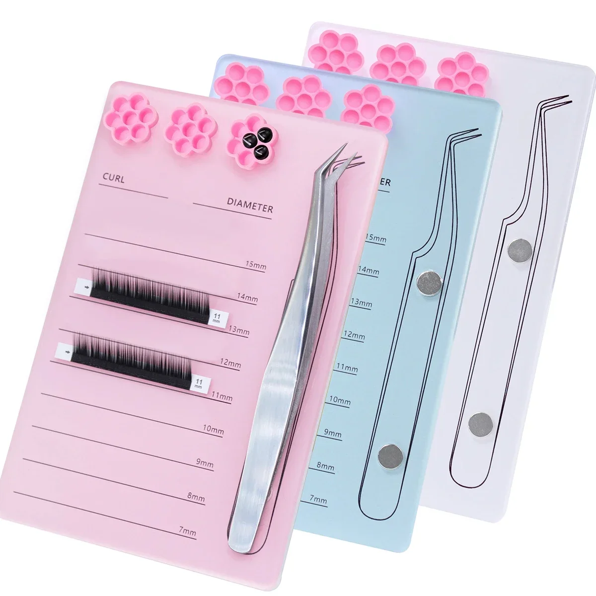 Wimpernverlängerung Skala Halter Großhandel Magnetisches Acryl Lash Board mit Kleber Palette Tasse Falsche Wimpern Pad Make-up-Tools