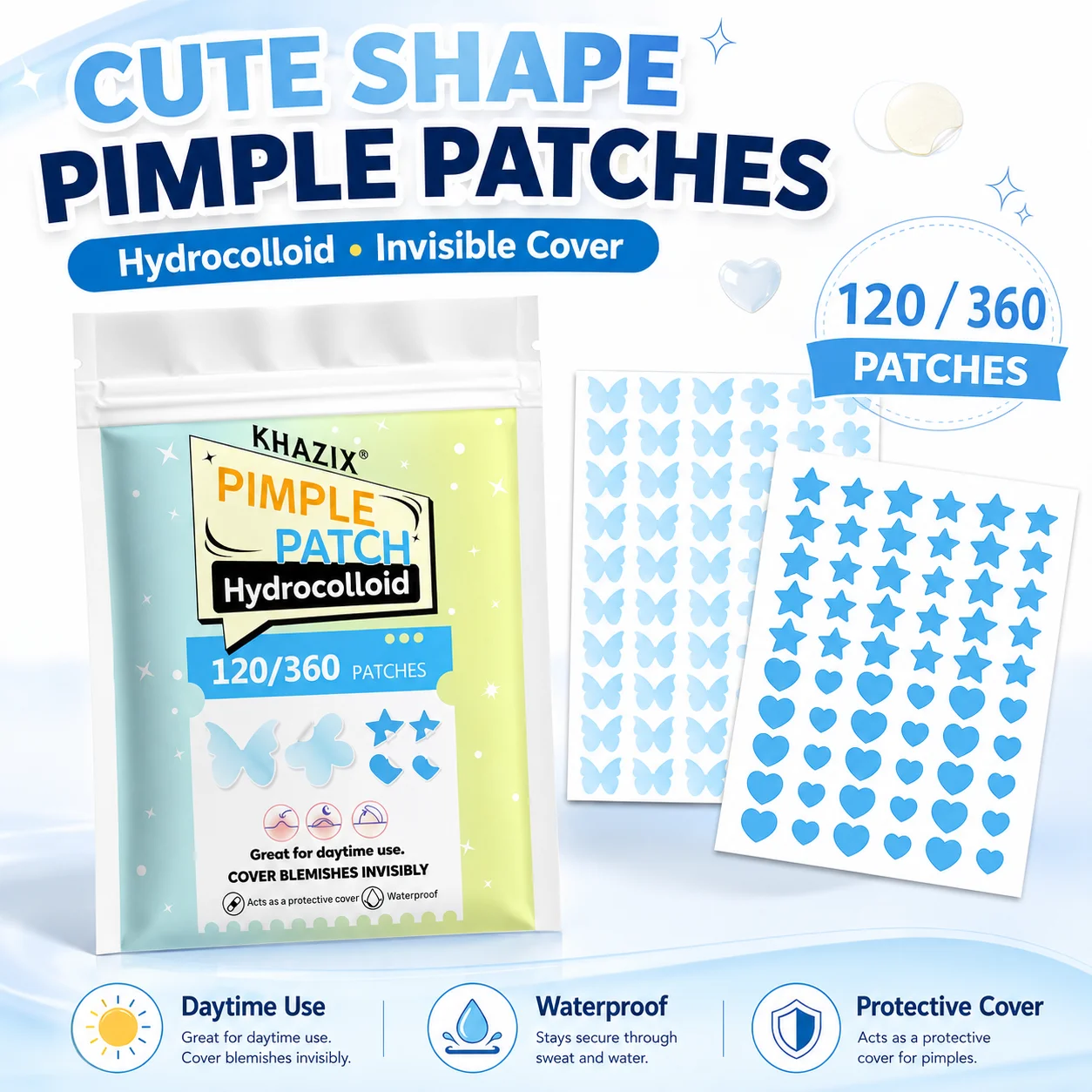 120/360pcs Star Pimple Patches For Face Hydrocolloid, Absorbing Cover, Tea Tree, Hydrocolloid Acne Patch, Cute Star Pimple Patch