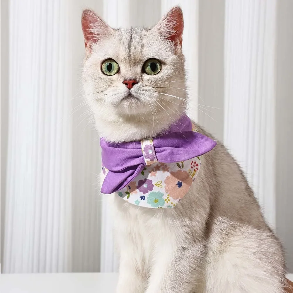 Cute Cotton Pet Puppy Cat Scarf Bandana Collar Neck Scarf For Small Dogs Kitten Saliva Towel  Cats Accessoriess 20-24 cm