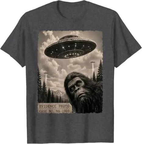 Y2K Jungenmode Lustiges Bigfoot-Grafik-T-Shirt Alien UFO Vintage Beweisfoto T-Shirt Humor UFO Sasquatch Believers Grafik-T-Shirt – Detail 16